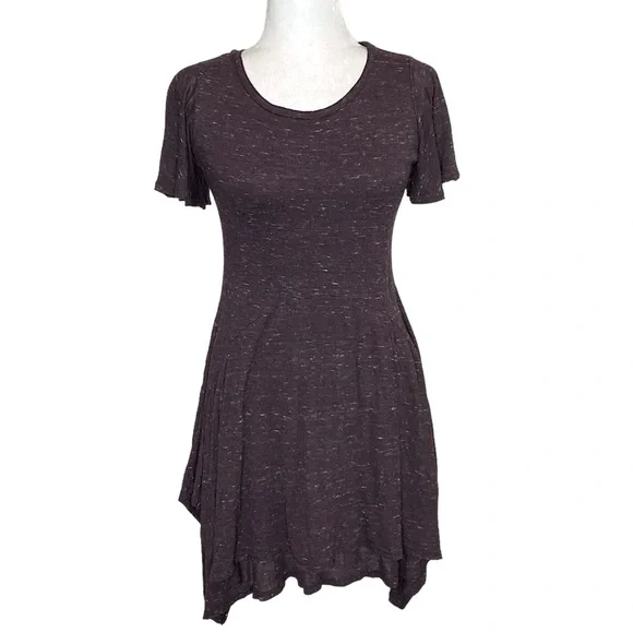 Anthropologie Dolan Plum Boho Flutter Sleeve Mini Layered T Shirt Stretch Dress - Picture 2 of 11